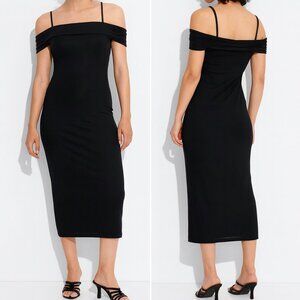 Wild Fable Dress Sz Small‎ Black Mesh Bodycon  Off Shoulder Coquette NEW